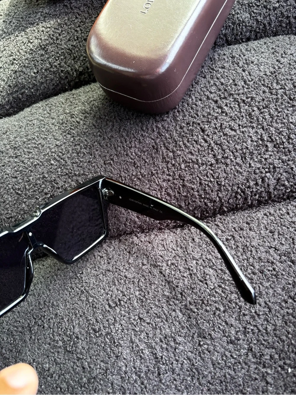 Louis Vuitton Black Shield Sunglasses with Gold LV Detail